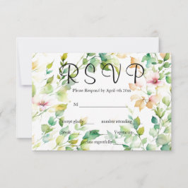 緑エレガント植物水彩野草 出欠カード