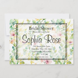 緑エレガント植物水彩野草 招待状