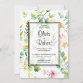 緑エレガント植物水彩野草 招待状 (正面)