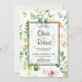 緑エレガント植物水彩野草 招待状