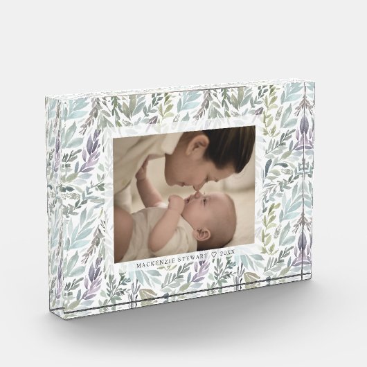 緑エレガント植物水彩 フォトブロック (左)