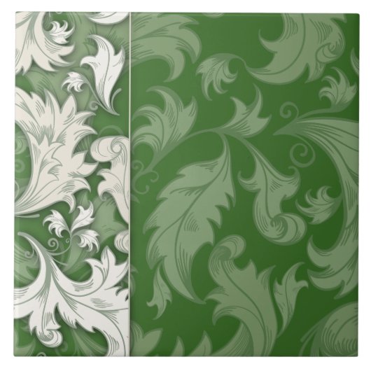 緑エレガント模様タイル タイル (正面)