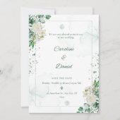 緑エレガント水スプラッシュ結婚式招待状カード 招待状 (正面)