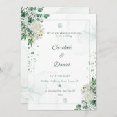 緑エレガント水スプラッシュ結婚式招待状カード 招待状 (正面/裏面)