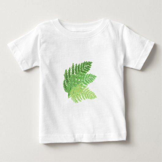 緑エレガント水色シダの木離れ地 ベビーTシャツ (正面)