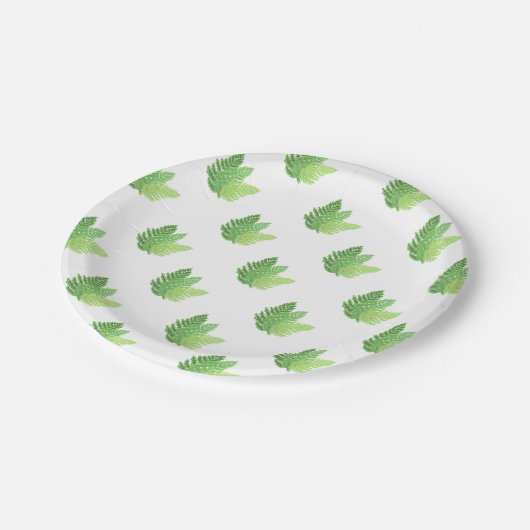 緑エレガント水色シダの木離れ地 ペーパープレート (アングル)