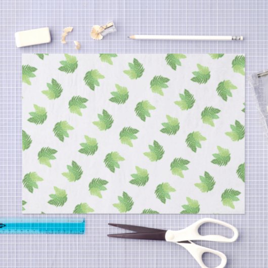 緑エレガント水色シダの木離れ地 薄葉紙 (クラフト)