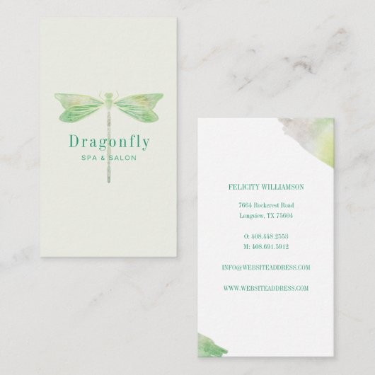 緑エレガント水色トンボ 名刺 (正面/裏面)