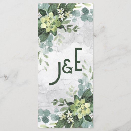 緑エレガント水色フローラミニマル メニュー (裏面)