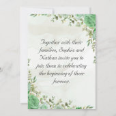 緑エレガント水色フローラ結婚式招待状 招待状 (裏面)