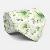 緑エレガント水色フローラ緑のパターン ネクタイ (ロール)