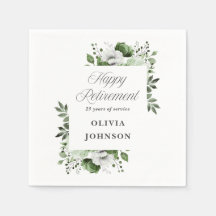 緑エレガント水色フローラ退職パーティー