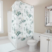 緑エレガント水色ユーカリ シャワーカーテン (インサイチュ)