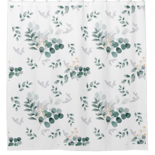 緑エレガント水色ユーカリ シャワーカーテン (正面)