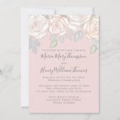 緑エレガント水色素朴フローラ赤面 招待状 (正面)