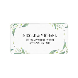 緑エレガント水色葉葉リース ラベル