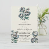 緑エレガント灰色のブーケ結婚のカップルのシャワー 招待状 (スタンド正面)