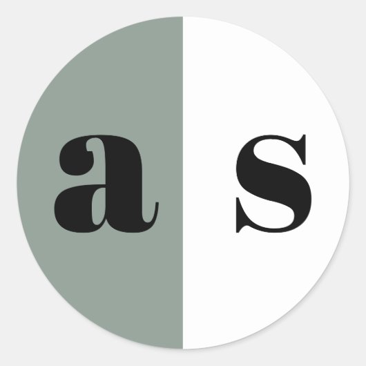 緑エレガント灰色モノグラ結婚ム ラウンドシール (正面)