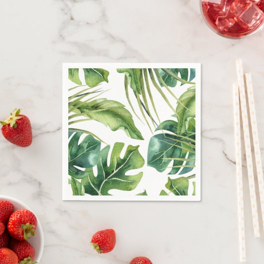 緑エレガント熱帯サマー離れパメ結婚の スタンダードカクテルナプキン (インサイチュ)