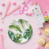 緑エレガント熱帯サマー離れパメ結婚の ペーパープレート (パーティー)