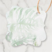 緑エレガント熱帯モンステ葉ラ結婚ス フェイバータグ (裏面)