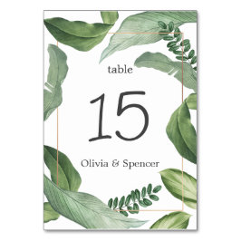 緑エレガント熱帯緑。自然結婚の テーブルナンバー
