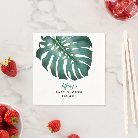 緑エレガント熱帯葉の赤ちゃんシャワー スタンダードカクテルナプキン (インサイチュ)