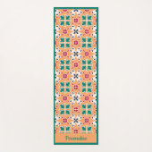 緑エレガント瓦パターン禅ヨガナマステ ヨガマット (正面)