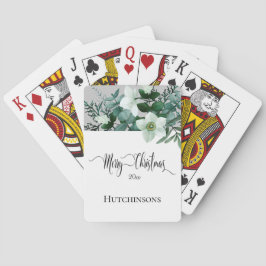 緑エレガント白い冬のフローラメリークリスマス トランプ