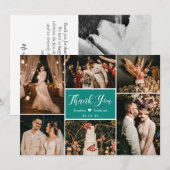 緑エレガント白結婚の写数々の真Th サンキューカード (正面/裏面)