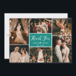 緑エレガント白結婚の写数々の真Th サンキューカード<br><div class="desc">モダン手エレガント文字の写真結婚コラージュ数々のサンキューカード。6スタイリッシュ枚の写真を前面に、1結婚枚の写真を背面に並べたサンキューカードテンプレート。文字の「あなた感謝してい」は白の白のジェード緑の色の背景渦巻形のに手書きの書道のスクリプトフォントで。自分の名前とメッセージ感謝していを自分の名前に合わせる。ノートもしを手書きしたい場合は、サンプル文字を削除して宇宙を増やす。もしデザイ救済ンにお問い合わせ品連絡が必要だ！</div>