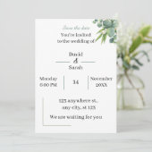 緑エレガント白結婚色 招待状 (スタンド正面)