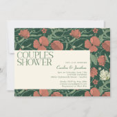 緑エレガント素朴フローラカップルのシャワー 招待状 (正面)