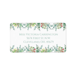 緑エレガント素朴ユーカリフローラ水彩 ラベル