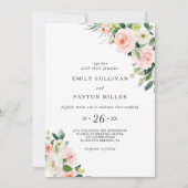 緑エレガント結婚フローラ 招待状 (正面)