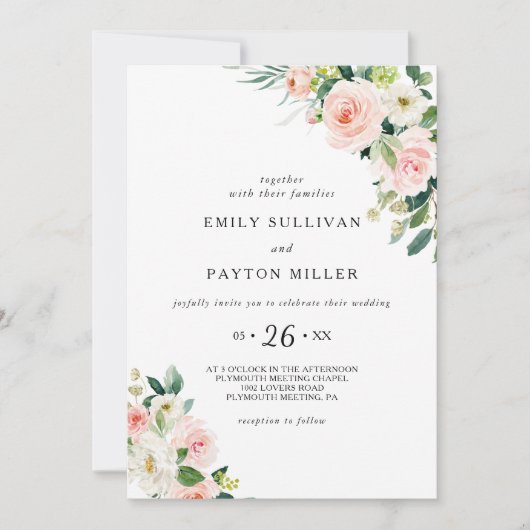 緑エレガント結婚フローラ 招待状 (正面)