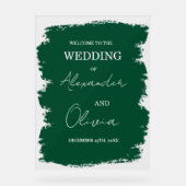 緑エレガント結婚式招待状 | スクリプトフォント アクリルサイン (正面)