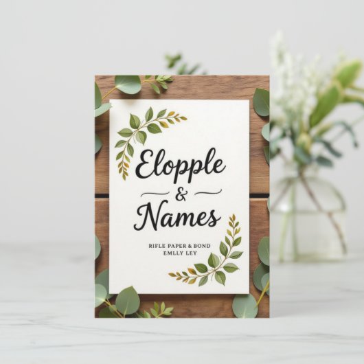 緑エレガント結婚式招待状 | ミニマル 招待状 (スタンド正面)