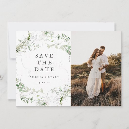 緑エレガント自然の写真 セーブザデート (正面)