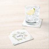 緑エレガント色と水色の汚れ結婚。 スクエアペーパーコースター (インサイチュ)