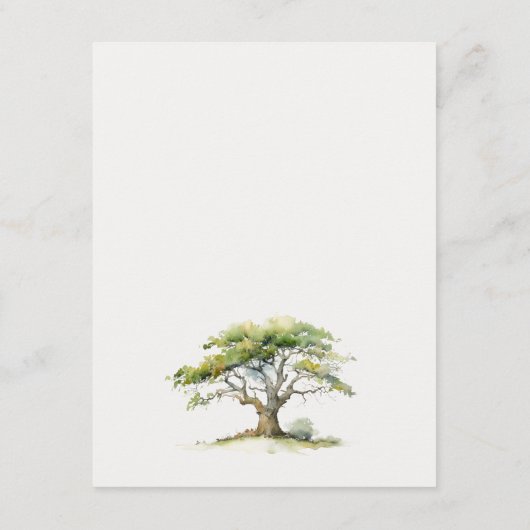 緑エレガント色のオークの木の結婚詳細 エンクロージャーカード (裏面)