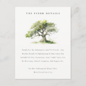 緑エレガント色のオークの木の結婚詳細 エンクロージャーカード (正面)