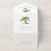 緑エレガント色のオーク結婚の木 オールインワン招待状 (外側)