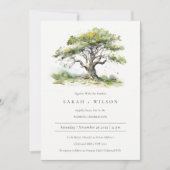 緑エレガント色のオーク結婚の木 招待状 (正面)