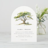 緑エレガント色のオーク結婚の木 招待状 (スタンド正面)