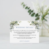 緑エレガント色のダスティブルー結婚の詳細カード ポストカード (スタンド正面)