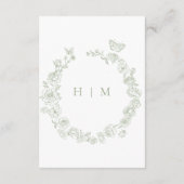 緑エレガント色のチノイスリーのバードク結婚スト エンクロージャーカード (裏面)