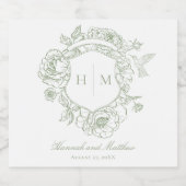 緑エレガント色のチノイスリーのバードク結婚スト スパークリングワインラベル (シングルラベル)