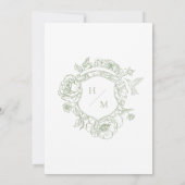 緑エレガント色のチノイスリーバードアンドクレスト結婚ズ 招待状 (裏面)