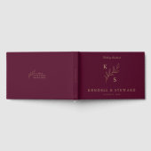 緑エレガント色のフローラのロ結婚ゴモノグラム ゲストブック (全面)